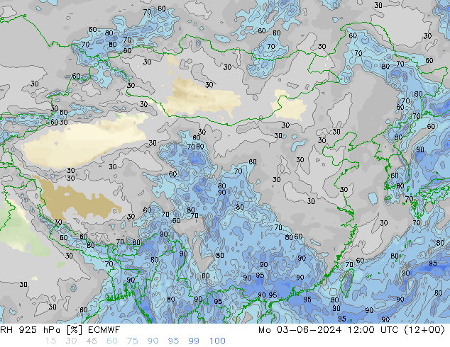 RH 925 hPa ECMWF Mo 03.06.2024 12 UTC