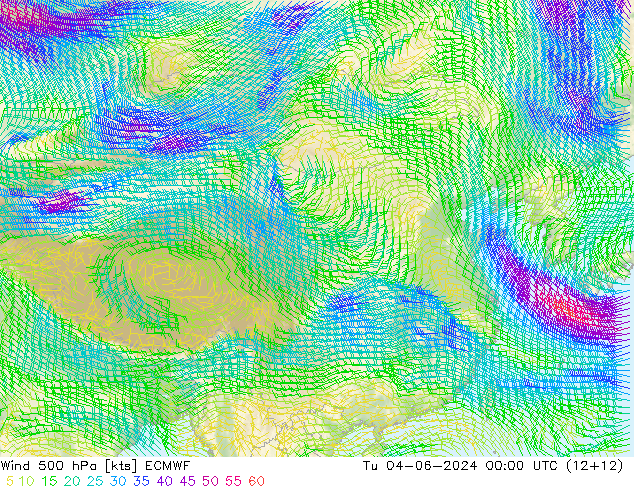ветер 500 гПа ECMWF вт 04.06.2024 00 UTC