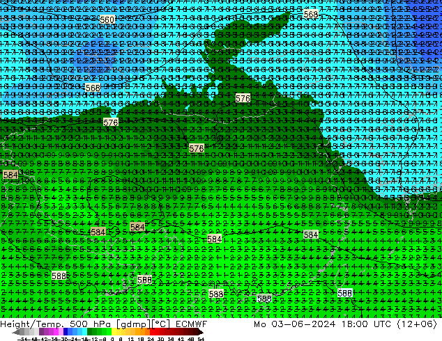 Z500/Rain (+SLP)/Z850 ECMWF Po 03.06.2024 18 UTC