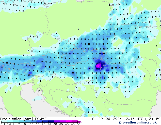 Yağış ECMWF Paz 09.06.2024 18 UTC
