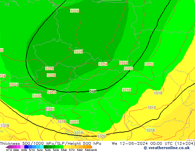 Thck 500-1000hPa ECMWF mer 12.06.2024 00 UTC