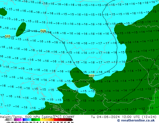 Z500/Rain (+SLP)/Z850 ECMWF Tu 04.06.2024 12 UTC