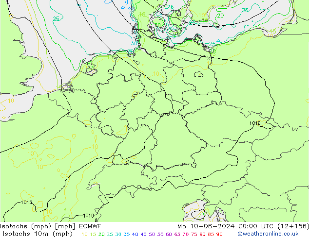 Isotachs (mph) ECMWF Mo 10.06.2024 00 UTC