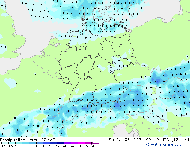 Precipitación ECMWF dom 09.06.2024 12 UTC