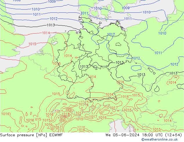 Luchtdruk (Grond) ECMWF wo 05.06.2024 18 UTC