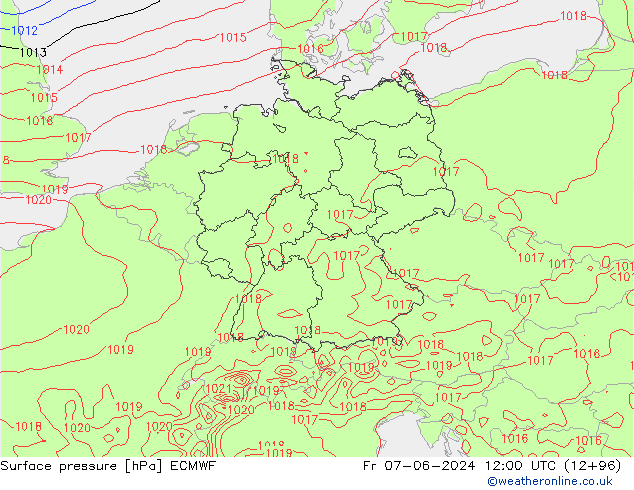 Pressione al suolo ECMWF ven 07.06.2024 12 UTC