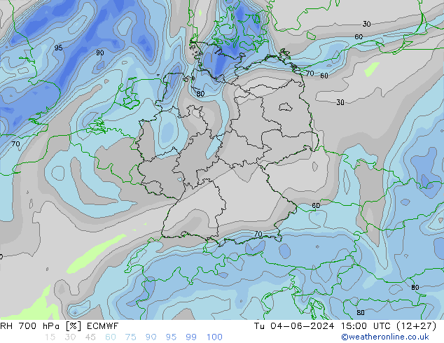 RH 700 hPa ECMWF Tu 04.06.2024 15 UTC