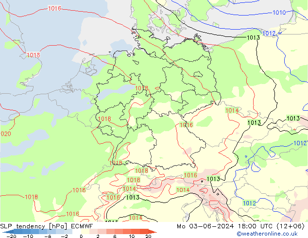 SLP tendency ECMWF Mo 03.06.2024 18 UTC