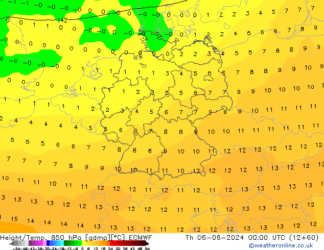 Z500/Rain (+SLP)/Z850 ECMWF Čt 06.06.2024 00 UTC