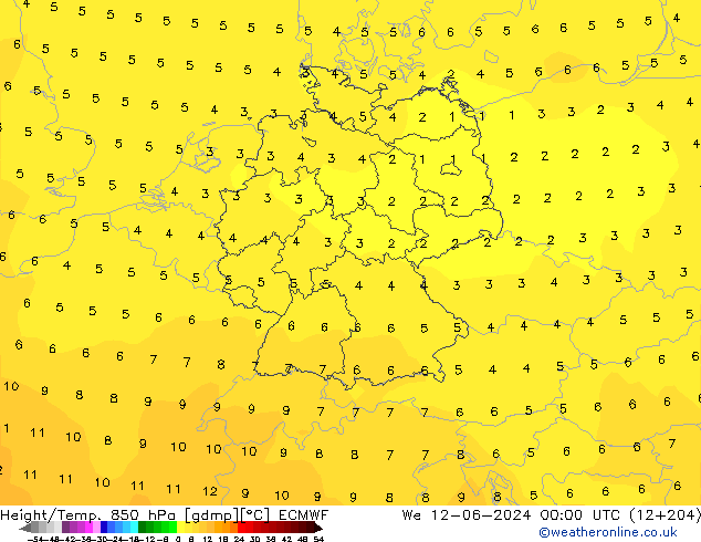 Height/Temp. 850 hPa ECMWF  12.06.2024 00 UTC