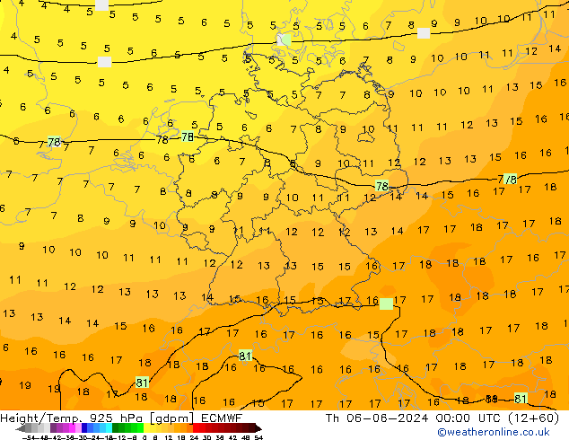 Height/Temp. 925 hPa ECMWF Th 06.06.2024 00 UTC