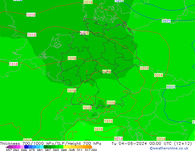 700-1000 hPa Kalınlığı ECMWF Sa 04.06.2024 00 UTC