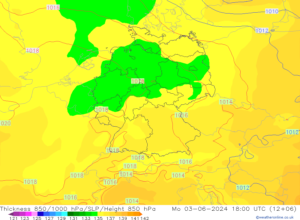 Thck 850-1000 hPa ECMWF Mo 03.06.2024 18 UTC