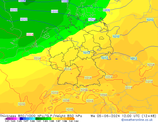 Thck 850-1000 hPa ECMWF We 05.06.2024 12 UTC