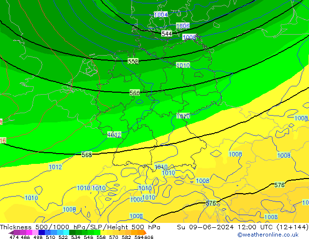 Thck 500-1000hPa ECMWF Dom 09.06.2024 12 UTC