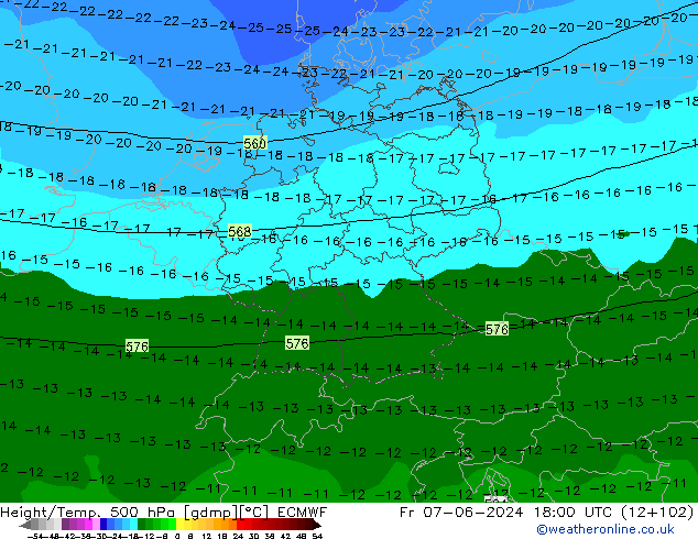 Z500/Rain (+SLP)/Z850 ECMWF ven 07.06.2024 18 UTC