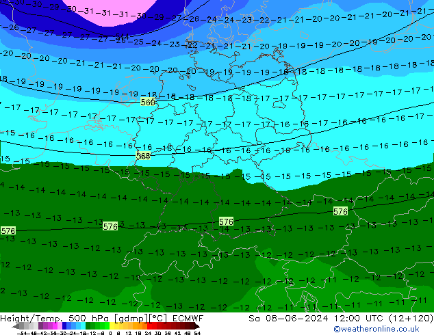 Z500/Rain (+SLP)/Z850 ECMWF So 08.06.2024 12 UTC