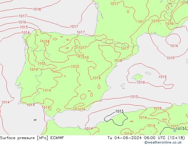 Luchtdruk (Grond) ECMWF di 04.06.2024 06 UTC