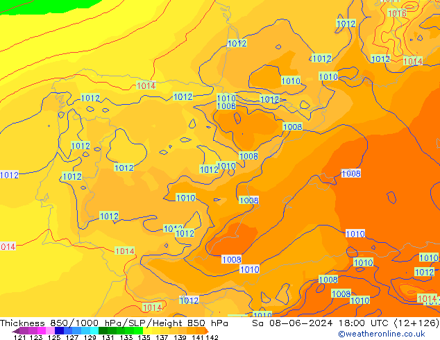 Thck 850-1000 hPa ECMWF  08.06.2024 18 UTC