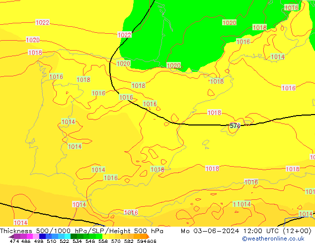 Thck 500-1000hPa ECMWF Mo 03.06.2024 12 UTC