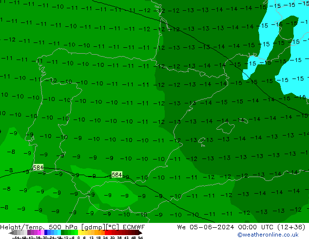 Z500/Rain (+SLP)/Z850 ECMWF We 05.06.2024 00 UTC