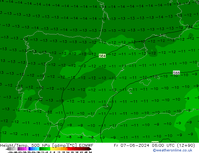 Z500/Rain (+SLP)/Z850 ECMWF Fr 07.06.2024 06 UTC