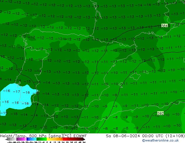 Z500/Rain (+SLP)/Z850 ECMWF Sa 08.06.2024 00 UTC