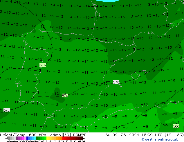 Z500/Rain (+SLP)/Z850 ECMWF So 09.06.2024 18 UTC