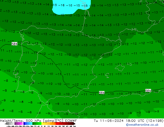 Z500/Rain (+SLP)/Z850 ECMWF wto. 11.06.2024 18 UTC