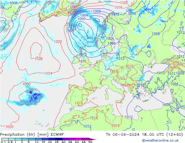 Z500/Rain (+SLP)/Z850 ECMWF Th 06.06.2024 00 UTC