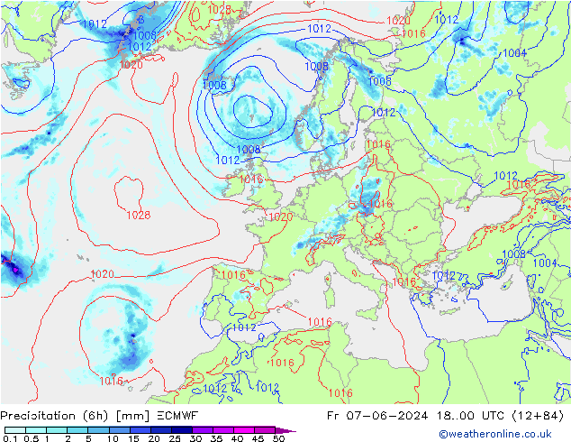 Z500/Rain (+SLP)/Z850 ECMWF Fr 07.06.2024 00 UTC