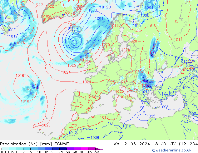 Z500/Rain (+SLP)/Z850 ECMWF mié 12.06.2024 00 UTC