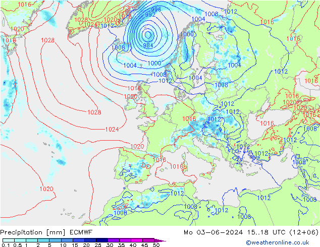 Precipitazione ECMWF lun 03.06.2024 18 UTC