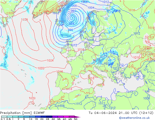 Niederschlag ECMWF Di 04.06.2024 00 UTC