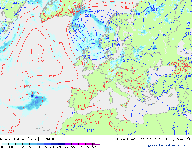 Precipitazione ECMWF gio 06.06.2024 00 UTC