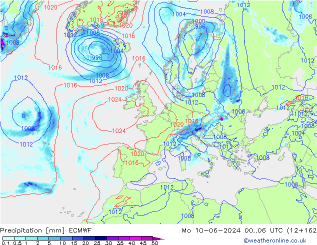 осадки ECMWF пн 10.06.2024 06 UTC