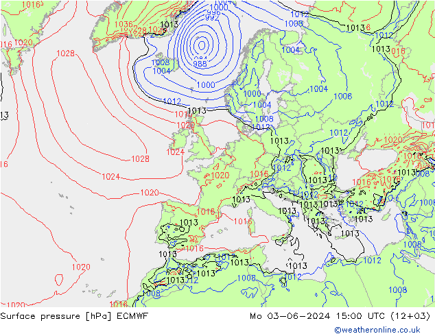 Bodendruck ECMWF Mo 03.06.2024 15 UTC