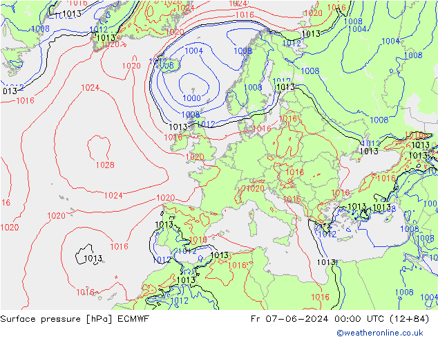 приземное давление ECMWF пт 07.06.2024 00 UTC