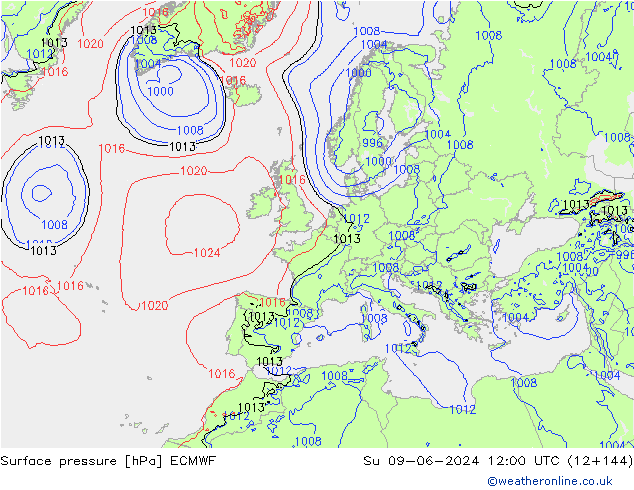 Surface pressure ECMWF Su 09.06.2024 12 UTC