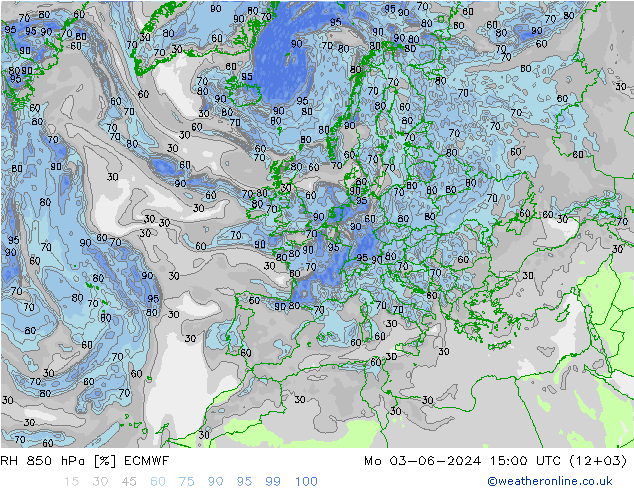 RH 850 hPa ECMWF Po 03.06.2024 15 UTC