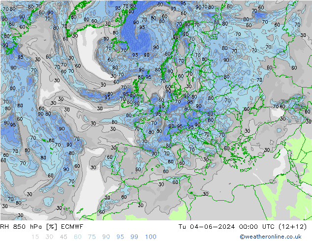 RV 850 hPa ECMWF di 04.06.2024 00 UTC