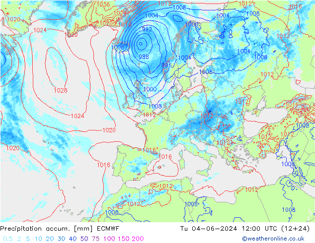 Nied. akkumuliert ECMWF Di 04.06.2024 12 UTC