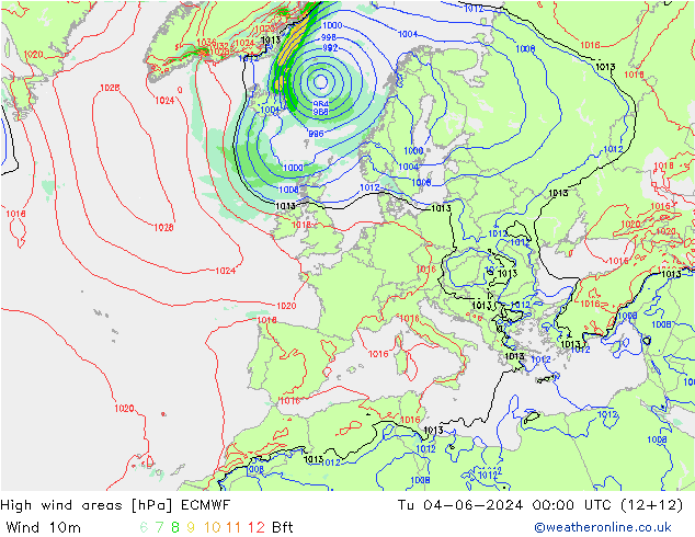 High wind areas ECMWF Tu 04.06.2024 00 UTC