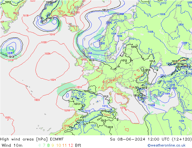 Windvelden ECMWF za 08.06.2024 12 UTC