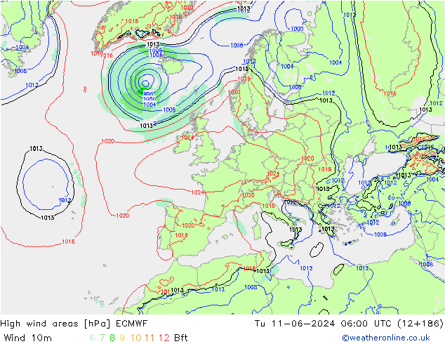 High wind areas ECMWF mar 11.06.2024 06 UTC