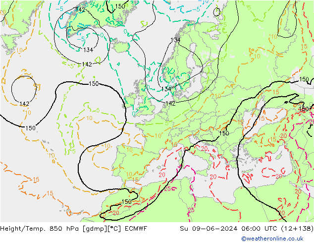 Z500/Rain (+SLP)/Z850 ECMWF dim 09.06.2024 06 UTC