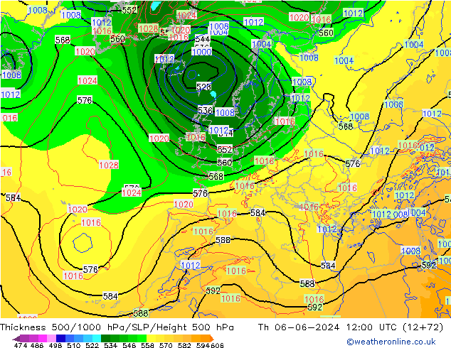 Thck 500-1000гПа ECMWF чт 06.06.2024 12 UTC