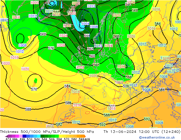 500-1000 hPa Kalınlığı ECMWF Per 13.06.2024 12 UTC