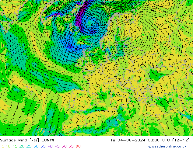 Bodenwind ECMWF Di 04.06.2024 00 UTC