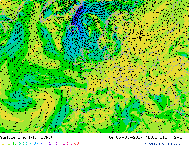 Bodenwind ECMWF Mi 05.06.2024 18 UTC